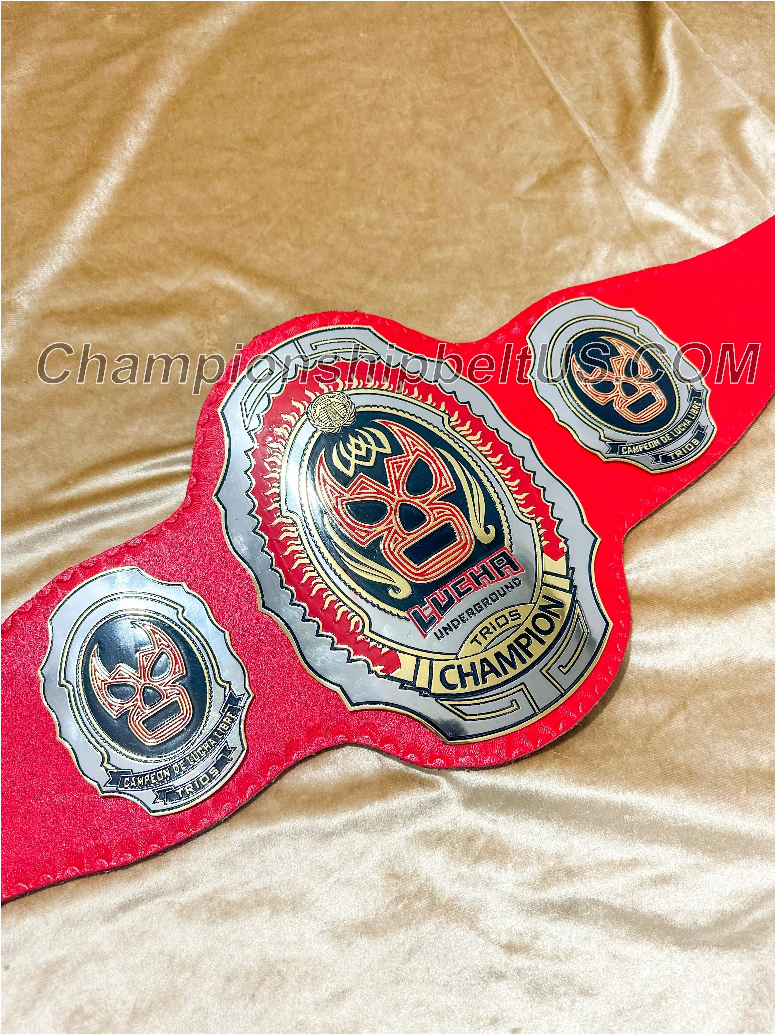 LUCHA Underground Trios Championship Replica Title Belt Red Leather