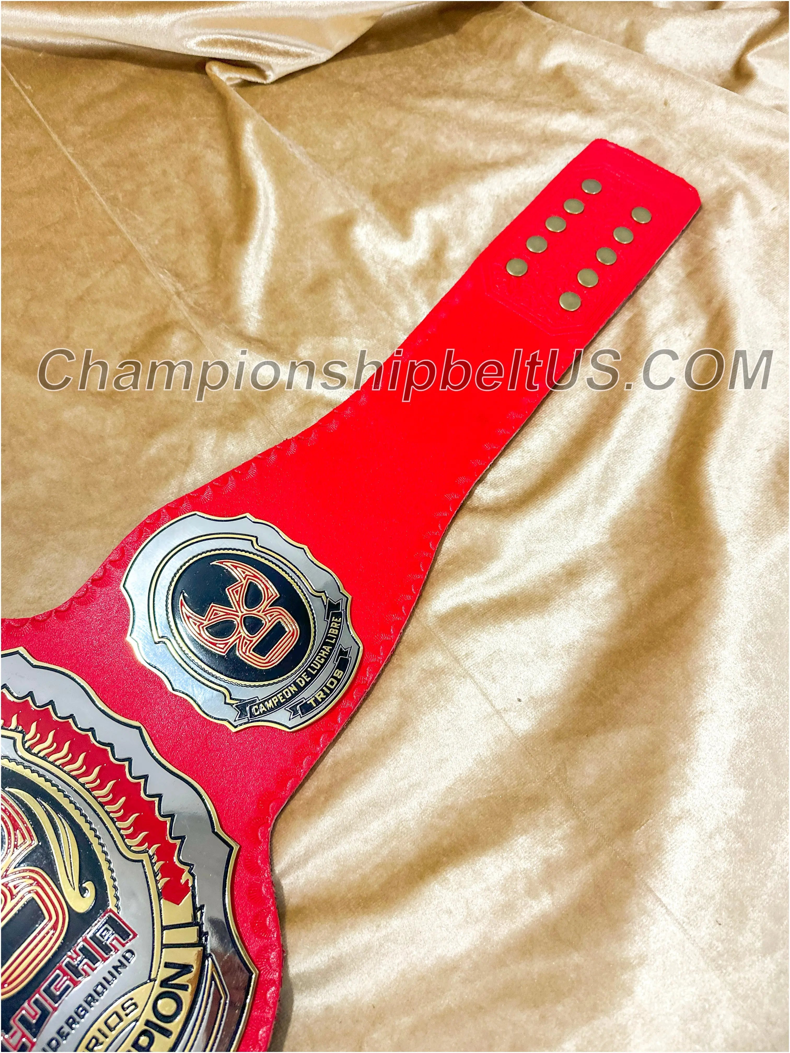 LUCHA Underground Trios Championship Replica Title Belt Red Leather