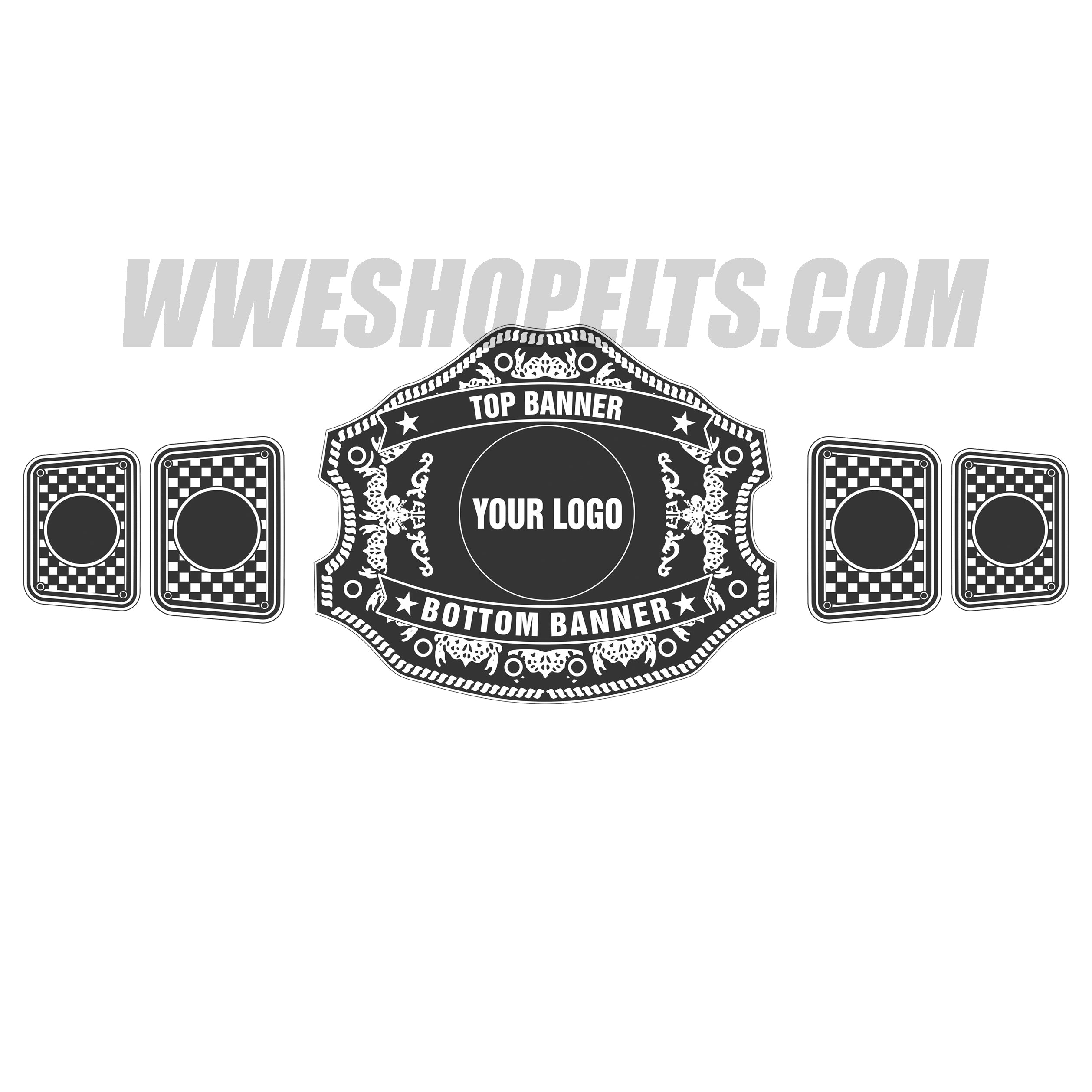Custom Belts, Add Your Name Plate on Customizable Championship Belts for Halloween, Christmas, Valentine's, Skull Bone (Halloween)