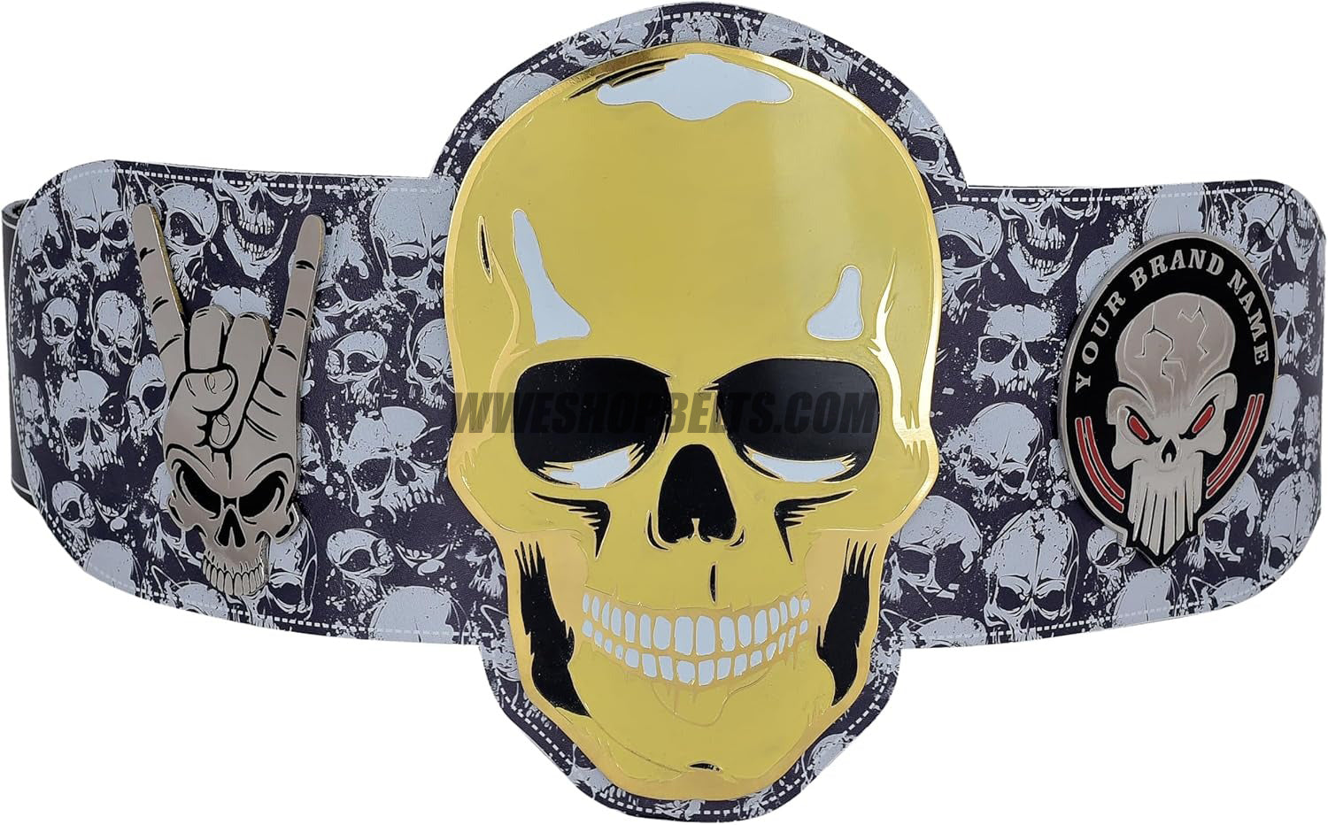 Custom Belts, Add Your Name Plate on Customizable Championship Belts for Halloween, Christmas, Valentine's, Skull Bone (Halloween)