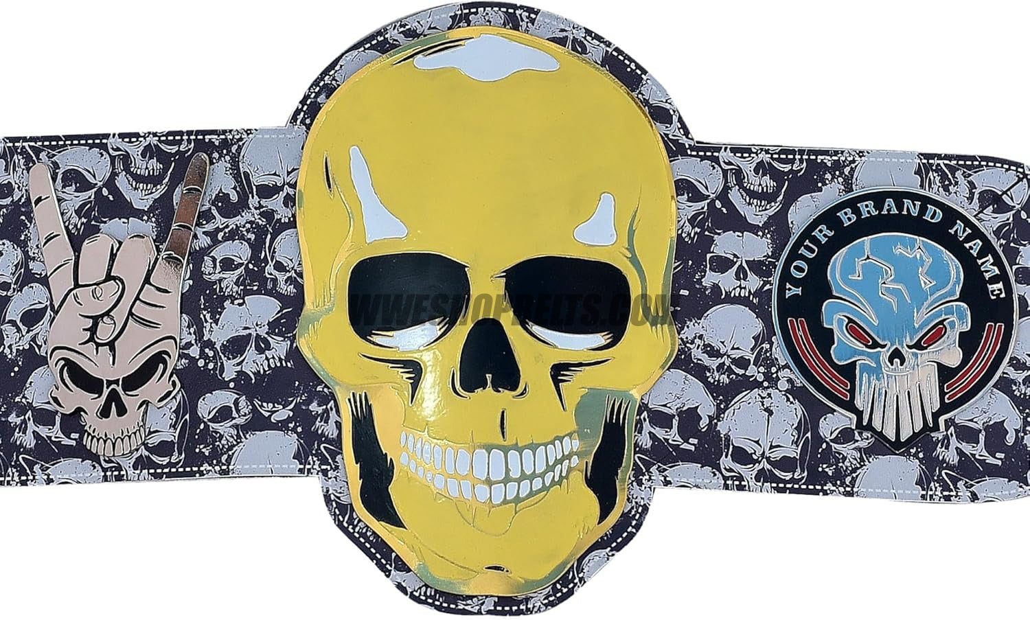 Custom Belts, Add Your Name Plate on Customizable Championship Belts for Halloween, Christmas, Valentine's, Skull Bone (Halloween)