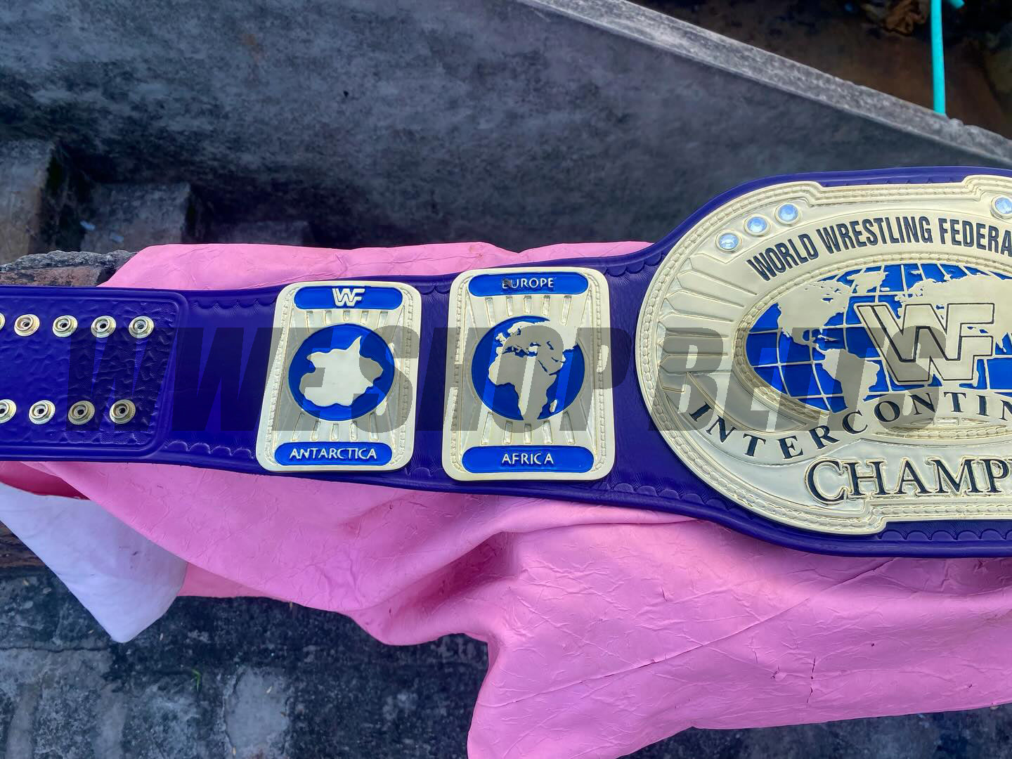 24K CNC WWF Intercontinental Championship Belt – Classic Blue Strap Replica Title33