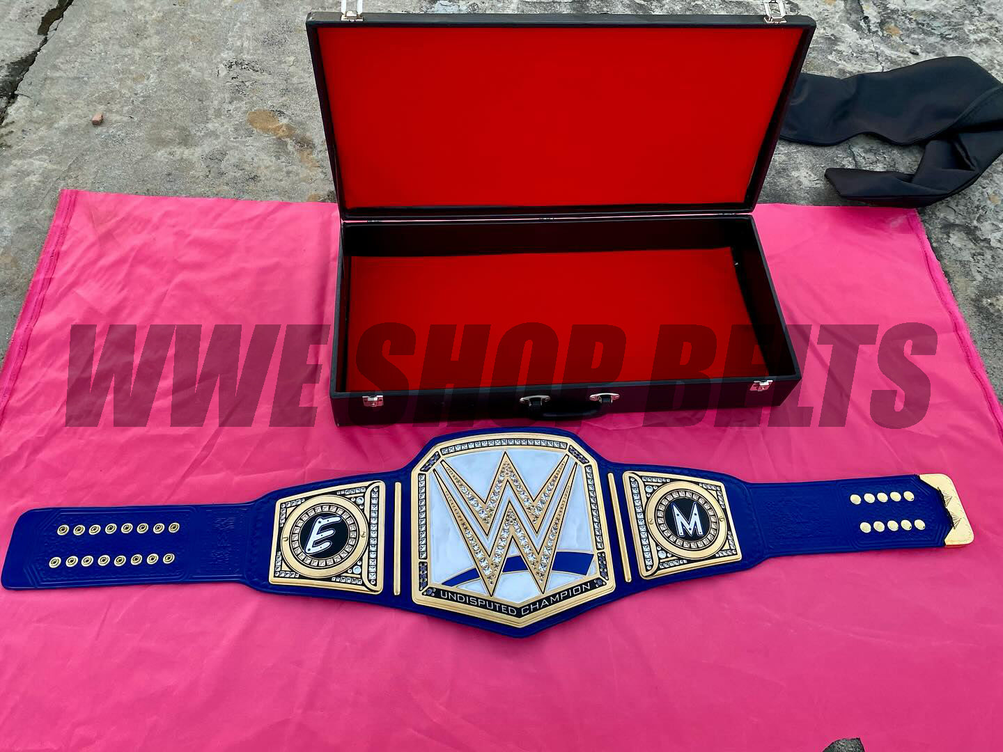 24K GOLD CNC WWE Undisputed Championship Belt – Blue Universal Title Replica (Adult Size)