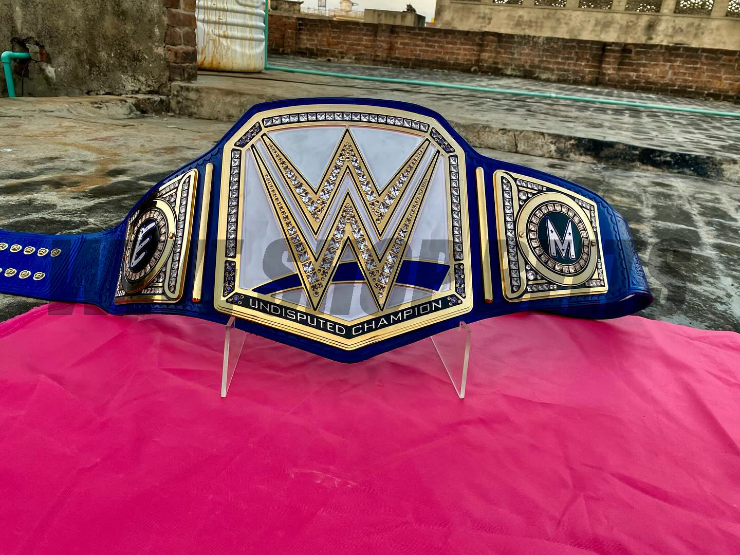 24K GOLD CNC WWE Undisputed Championship Belt – Blue Universal Title Replica (Adult Size)