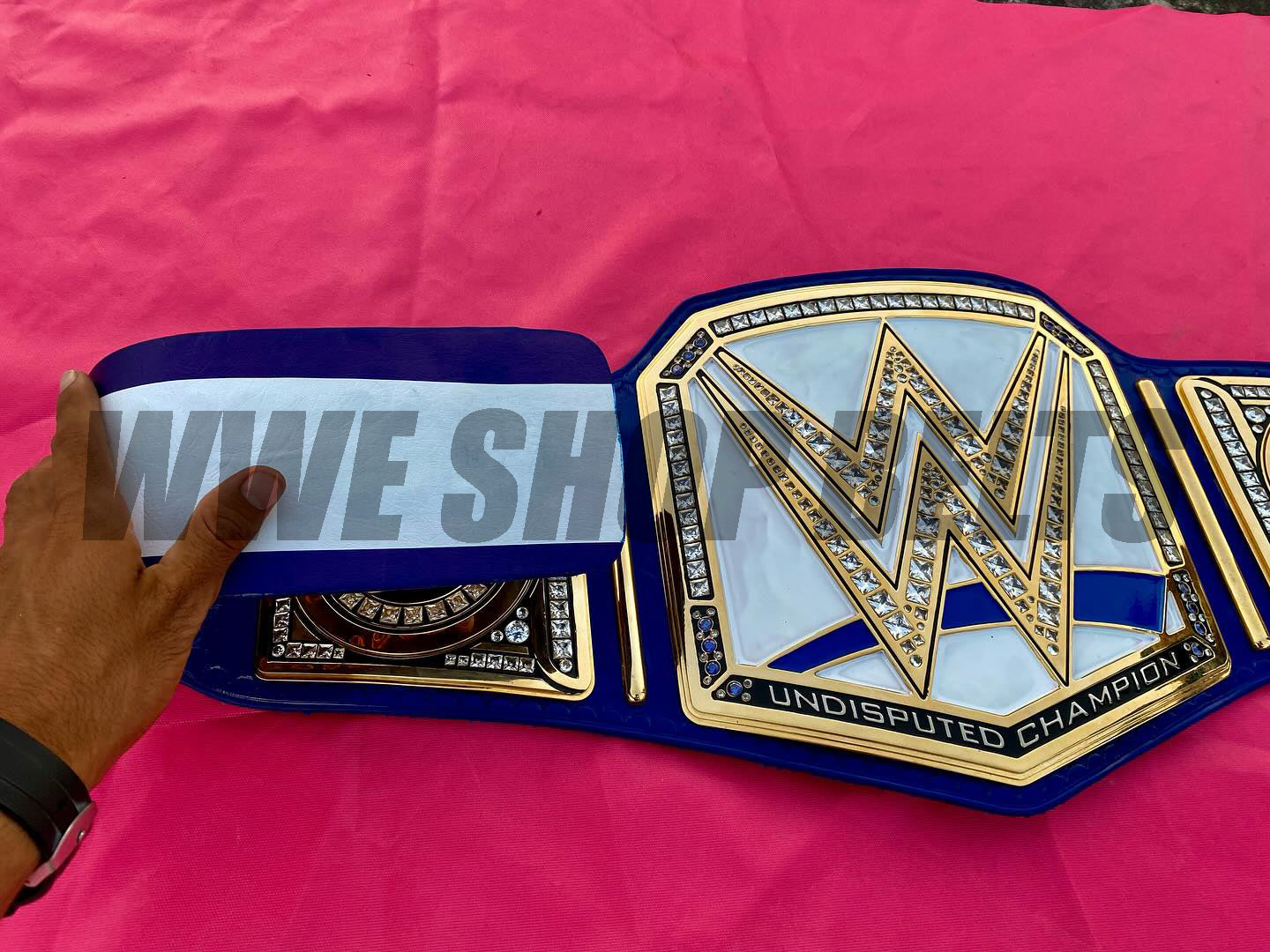 24K GOLD CNC WWE Undisputed Championship Belt – Blue Universal Title Replica (Adult Size)